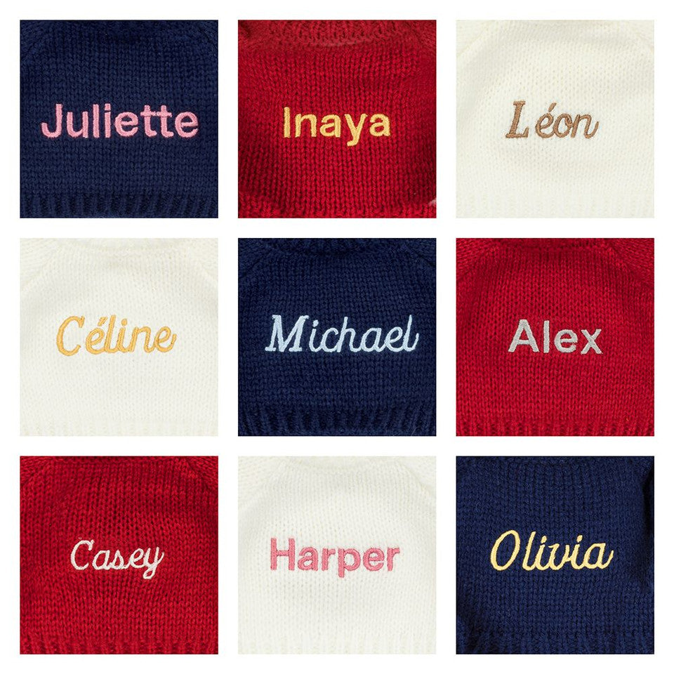 Custom Name Thistlepop Blossom Luxe Bunny with Navy Knitted Jumper